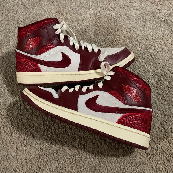 Nike Shoes-Nike Air Jordan1 Retro Mid SeTiki Leaf Red Shoes Sneakers Dz2820-601 - Picture 7 of 8